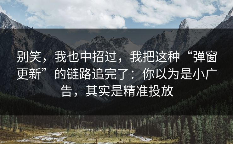 别笑，我也中招过，我把这种“弹窗更新”的链路追完了：你以为是小广告，其实是精准投放