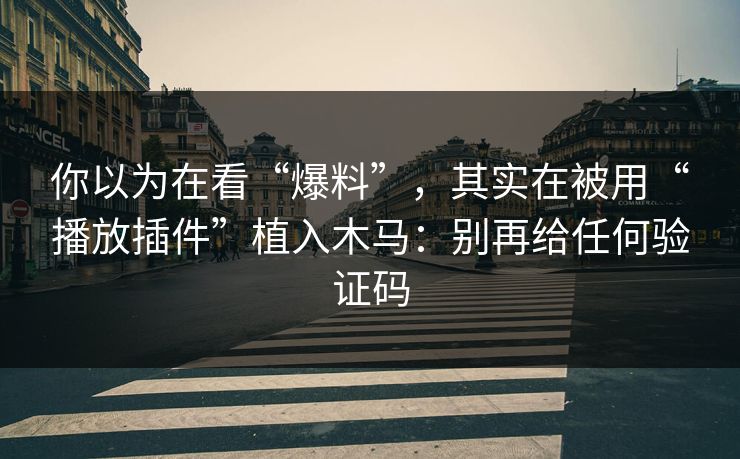 你以为在看“爆料”，其实在被用“播放插件”植入木马：别再给任何验证码