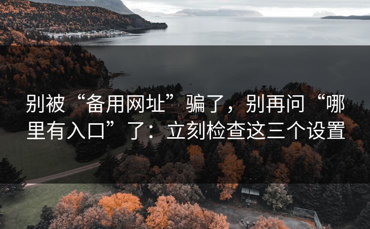 别被“备用网址”骗了，别再问“哪里有入口”了：立刻检查这三个设置