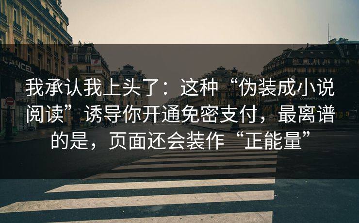 我承认我上头了：这种“伪装成小说阅读”诱导你开通免密支付，最离谱的是，页面还会装作“正能量”
