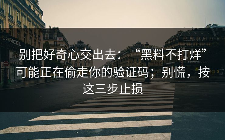 别把好奇心交出去：“黑料不打烊”可能正在偷走你的验证码；别慌，按这三步止损