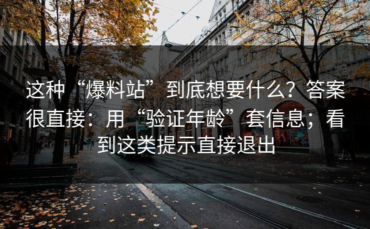 这种“爆料站”到底想要什么？答案很直接：用“验证年龄”套信息；看到这类提示直接退出
