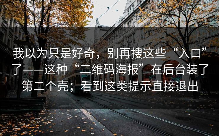 我以为只是好奇，别再搜这些“入口”了——这种“二维码海报”在后台装了第二个壳；看到这类提示直接退出