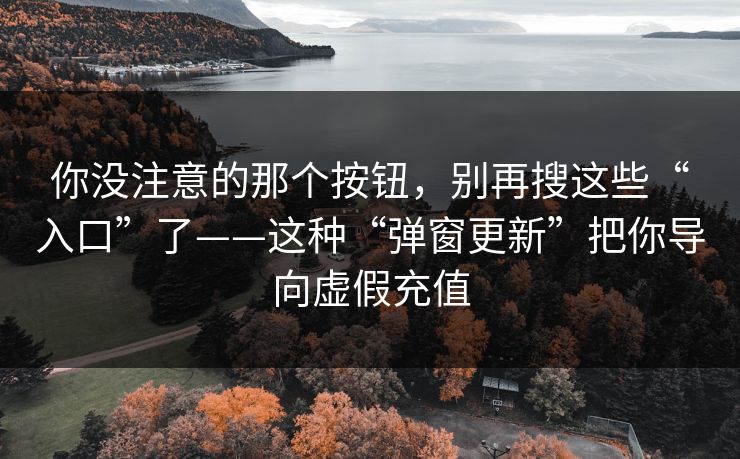 你没注意的那个按钮，别再搜这些“入口”了——这种“弹窗更新”把你导向虚假充值